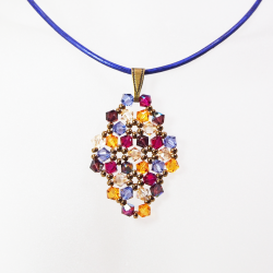 Pendant 45cm - Malvina Rhombus S-Purple Leather - Pendant 45cm - Laiton bronze